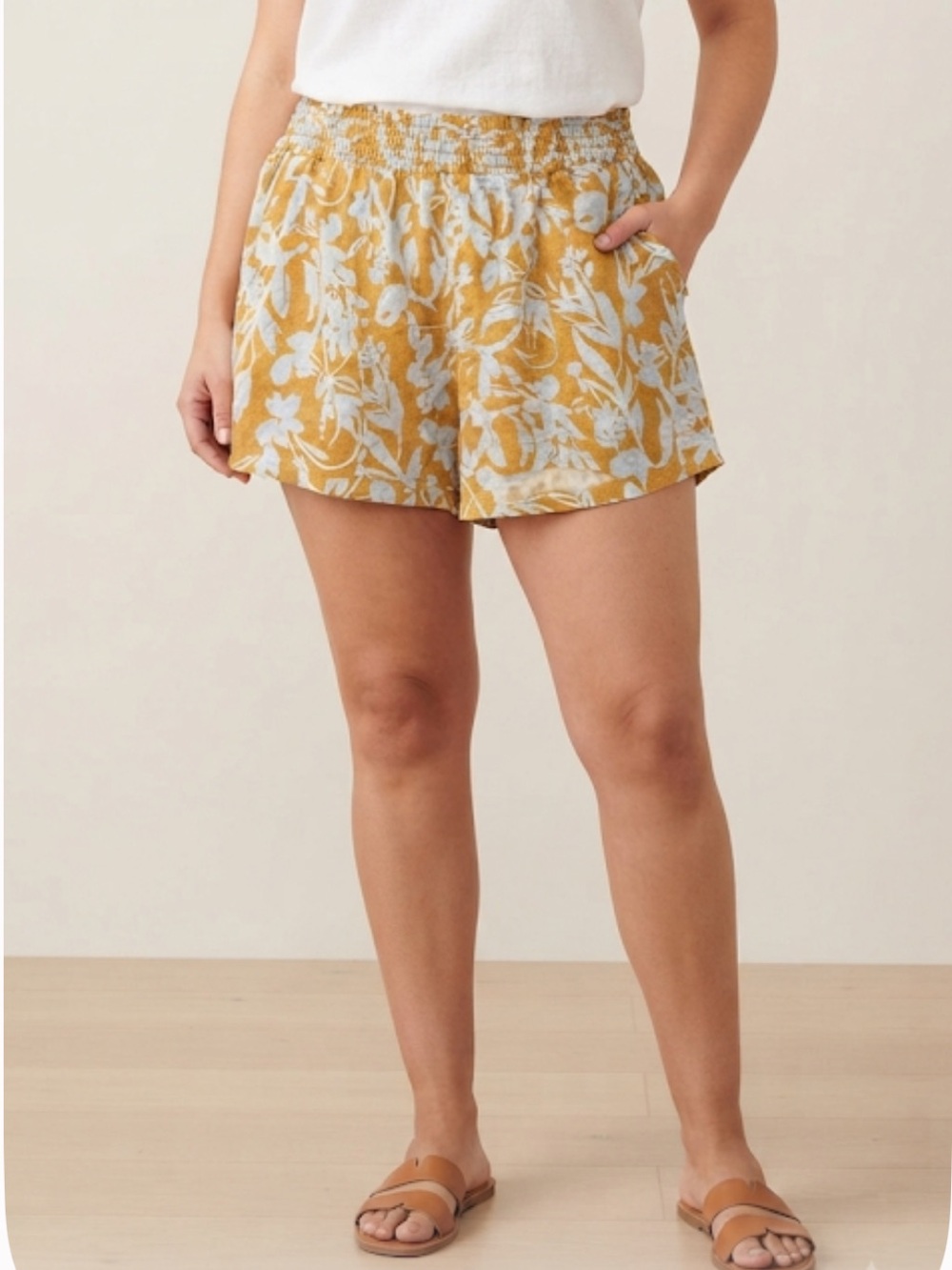 AVA & VIV Linen Blend Tropical Shorts Floral Pull On 2X NWOT